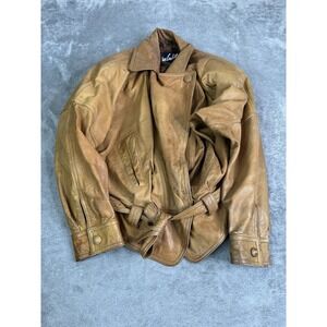 Vintage Winlit Leather Jacket Women's Size XL Beige